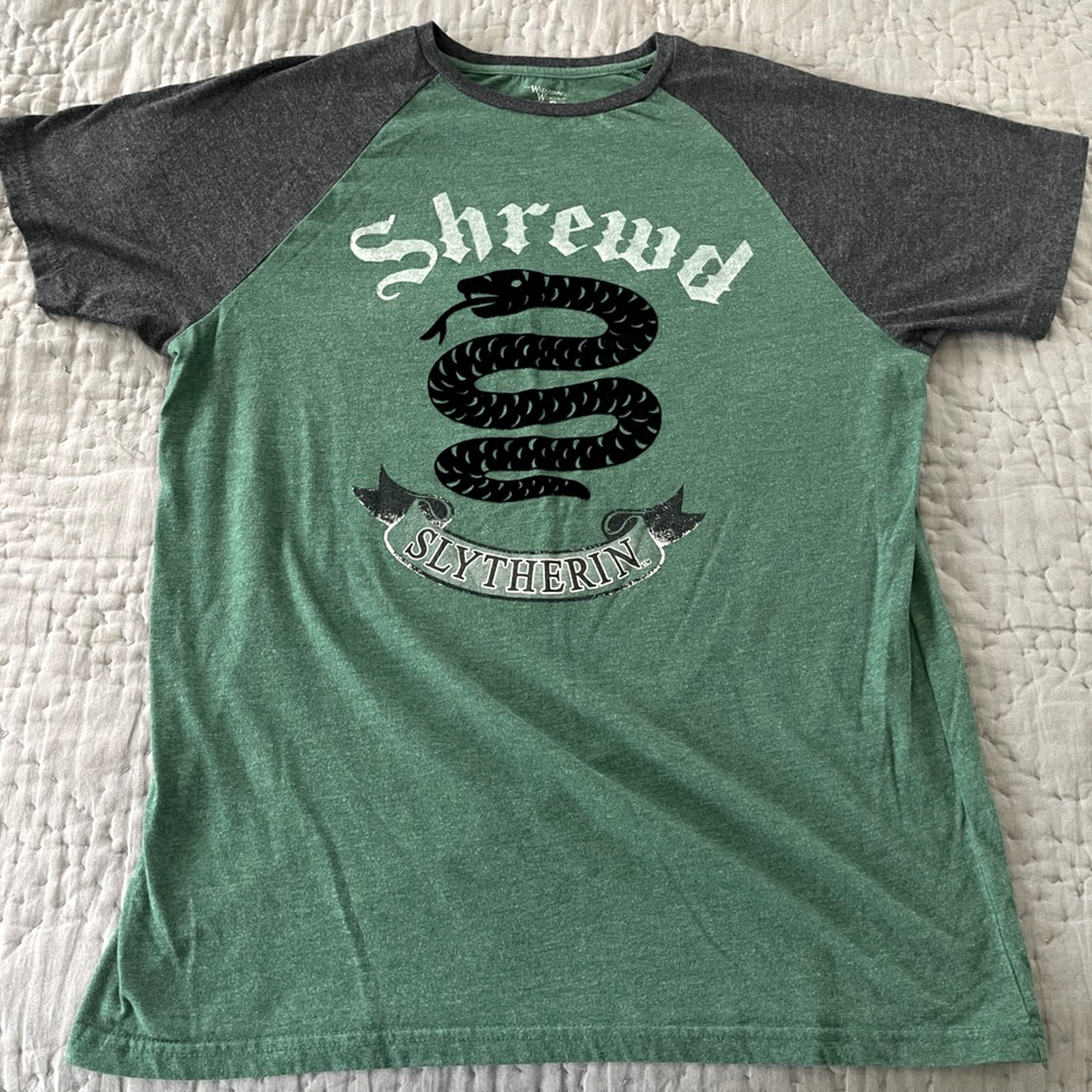 Wizarding World Harry Potter Slytherin Green Gray Snake Shrewd Large Rugby Style